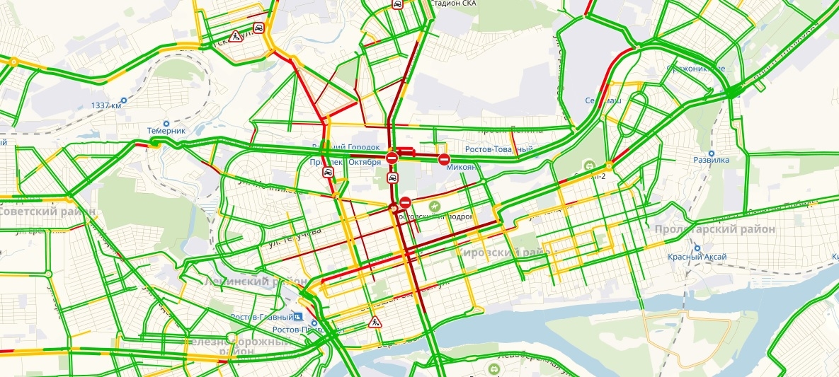 Карта пробок в ростове на дону сейчас