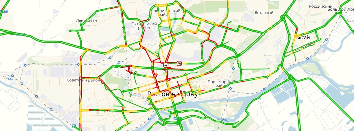 Карта ростова на дону с пробками онлайн