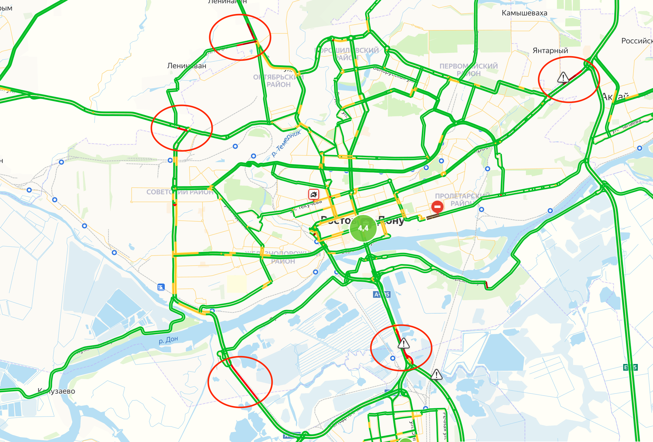 Карта ростова на дону пробки
